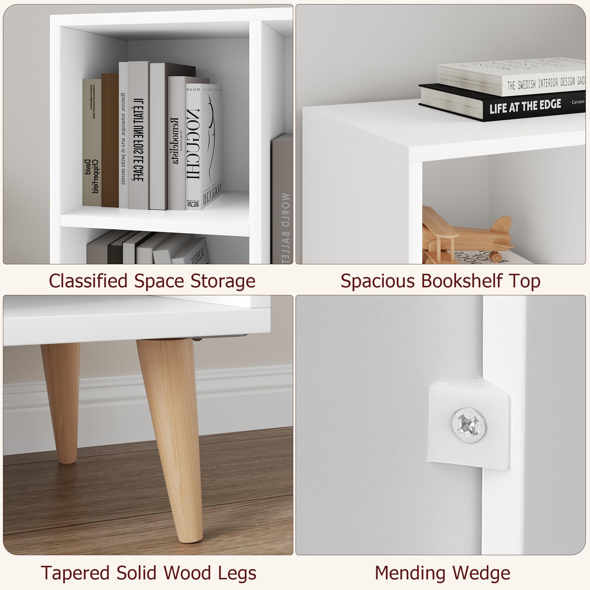 Amazon.com: FACBOTALL White Bookshelf, Wooden Open Shelf Bookcase